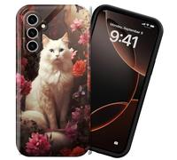 DIGTIALL Coque de téléphone pour Samsung Galaxy A25 5G 6,4" - Coque en polycarbonate rigide - Protection complète contre les chocs - Pour Samsung Galaxy A25 5G, fleur de chat blanc