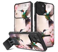 DIGTIALL Coque pour iPhone 14 Plus 6,7" avec coque d'appareil photo et béquille, coque de protection hybride double couche antichoc pour iPhone 14 Plus 6,7", fleur de colibri