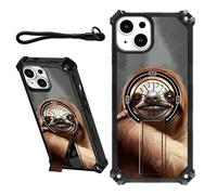 DIGTIALL Coque pour iPhone 15 de 6,1" avec dragonne et béquille cachée, pour homme et femme, double couche robuste et résistante aux chocs pour iPhone 15 de 6,1", paresseux mignon