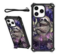 DIGTIALL Coque pour iPhone 16 Pro 6,3" avec dragonne et béquille cachée, pour homme et femme, double couche robuste et résistante aux chocs pour iPhone 16 Pro 6,3", paresseux blanc