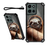 DIGTIALL Coque pour Motorola Moto G Power 5G 2025/G Play 5G 2025 6,8" avec dragonne et support caché - Coque de protection double couche résistante aux chocs pour homme et femme - Motif paresseux