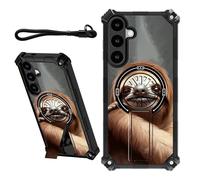 DIGTIALL Coque pour Samsung Galaxy A36 5G 6,6" avec dragonne et béquille cachée - Coque de protection double couche résistante aux chocs pour homme et femme - Motif paresseux mignon