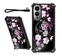 DIGTIALL Coque pour Samsung Galaxy S25 Edeg 6,7" avec dragonne et béquille cachée - Coque de protection double couche robuste et résistante aux chocs pour Samsung S25 Edeg - Fleurs roses et blanches