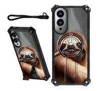 DIGTIALL Coque pour Samsung Galaxy S25 Edeg de 6,7" avec dragonne et support caché - Coque de protection double couche robuste et résistante aux chocs pour Samsung S25 Edeg - Motif paresseux mignon