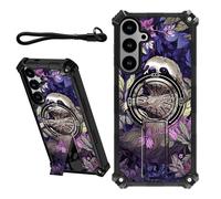 DIGTIALL Coque pour Samsung Galaxy S25 Plus/S24 Plus de 6,7" avec dragonne et béquille cachée - Double couche robuste et résistante aux chocs - Pour homme et femme - Motif paresseux blanc