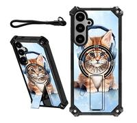 DIGTIALL Coque pour Samsung Galaxy S25/S24 de 6,2" avec dragonne et support caché - Coque de protection double couche résistante aux chocs pour Samsung S25/S24, flocons de neige et chat