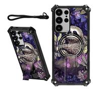 DIGTIALL Coque pour Samsung Galaxy S25 Ultra de 6,9" avec dragonne et béquille cachée - Pour homme et femme - Double couche - Résistante aux chocs - Motif paresseux blanc