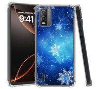 DIGTIALL Coque transparente pour Nokia C210 4G 5,4", fine et transparente, en TPU, anti-jaunissement, antidérapante, antichoc et de qualité militaire pour Nokia C210 4G, flocons de neige bleus