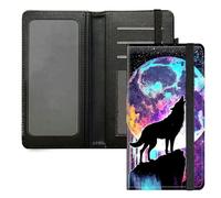 DIGTIALL Étui de chéquier pour homme et femme, en cuir synthétique avec fonction de blocage RFID et sangle élastique, Moon Wolf.