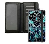 DIGTIALL Étui de chéquier pour homme et femme - Porte-carnet de chèques en cuir synthétique de qualité supérieure avec blocage RFID et sangle élastique, Attrape-rêves en forme de cœur