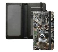 DIGTIALL Étui de chéquier pour homme et femme - Porte-carnet de chèques en cuir synthétique de qualité supérieure avec blocage RFID et sangle élastique, Chasse Camouflage Forêt Cerf