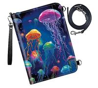 DIGTIALL Étui pour passeport - Portefeuille de voyage avec blocage RFID - Porte-cartes - Étui de protection pour femme et homme, Méduse colorée., 9x13.1inch