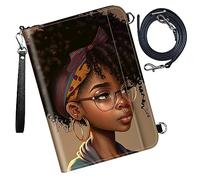 DIGTIALL Étui pour passeport - Portefeuille de voyage avec blocage RFID - Porte-cartes - Étui de protection pour femme et homme, Femme noire africaine, 9x13.1inch