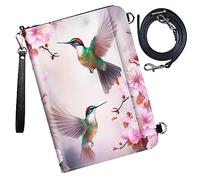 DIGTIALL Étui pour passeport - Portefeuille de voyage avec blocage RFID - Porte-cartes - Étui de protection pour femme et homme, Fleur de colibri, 9x13.1inch, Voyage