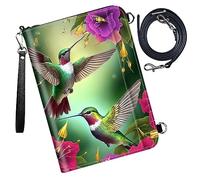 DIGTIALL Étui pour passeport - Portefeuille de voyage avec blocage RFID - Porte-cartes - Étui de protection pour femme et homme, Fleur colibri, 9x13.1inch