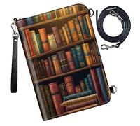 DIGTIALL Étui pour passeport - Portefeuille de voyage avec blocage RFID - Porte-cartes - Étui de protection pour femme et homme, Bibliothèque vintage, 9x13.1inch, Vintage