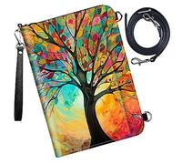 DIGTIALL Étui pour passeport - Portefeuille de voyage avec blocage RFID - Portefeuille de protection pour passeport familial - Pour femme et homme, Arbres colorés., 9x13.1inch