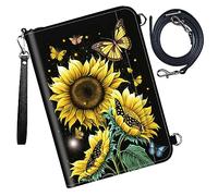 DIGTIALL Étui pour passeport - Portefeuille de voyage avec blocage RFID - Portefeuille de protection pour passeport familial - Pour femme et homme, Papillon tournesol, 9x13.1inch