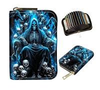 DIGTIALL Petit sac à bandoulière pour femme - Étui portefeuille avec fente pour cartes et bandoulière - En cuir synthétique - Organiseur de cartes de crédit pour tous les smartphones, Tête de mort