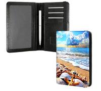 DIGTIALL Porte-passeport familial et carte de vaccin en cuir synthétique avec plusieurs poches (10,5 x 14 cm) - Blocage RFID et bande élastique pour un rangement sécurisé de voyage, Sunny Golden Beach