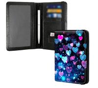 DIGTIALL Porte-passeport familial et carte de vaccin en cuir synthétique avec plusieurs poches (10,5 x 14 cm) - Blocage RFID et bande élastique pour un rangement sécurisé de voyage, Heart of Love