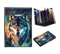 DIGTIALL Portefeuille en métal avec blocage RFID pour cartes de crédit pour homme et femme Mini portefeuille fin en aluminium rigide pour cartes de visite, Loup majestueux