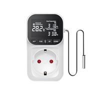 Diheohg 1 Pièce Régulateur de Température Numérique Reptile Thermostat Minuterie Interrupteur Prise avec Capteur pour, Serre Aquaculture Prise Ue