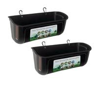 Diheohg 2 PCS Poulet Chèvre Accrocher Clôture Mangeoire Abreuvoir Noir pour Cerf Canard Chien et Porcelets, Oie Abreuvoir Trough
