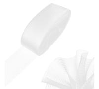 Diheohg 50 Mm 50 Yards Plaine Raide Plate Crinoline Dure CrinièRe de Cheval Tresse en pour la Robe de MariéE/la Couture de Chapeau Accessoires -Blanc