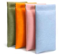 Diheohg Lot de 4 Étuis à Lunettes, Étui à Lunettes pour Femmes et, Étui à Lunettes de Soleil en PU Souple, Portable, Facile à Utiliser, 18 X 9 cm