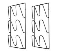 Diheohg Paquet de 2 Supports de Couvercle de Casserole pour Armoire de Cuisine - Support de Rangement de Couvercle Mural ou Monté sur Porte en Métal Noir