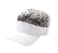 Diheohg Unisexe Mode Perruque Casquettes Concis Pare-Soleil Rue Hip Hop Casquette de Baseball Faux Cheveux Casquette Blanc + Gris 1 PCS