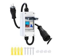 DIHOOL Compteur de consommation d'énergie mobile numérique pour prise 80A 230V avec RCD type A 16A et prise type F IP65