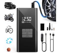 DIHOOM Compresseur à Air Portatif 45L/Min avec Batterie 6000mAh - Gonfleur Pneus Voiture Rapide, Support Banque d'Énergie, Éclairage LED - 4 Modes - Idéal pour Voitures, Vélos, Motos, Ballons