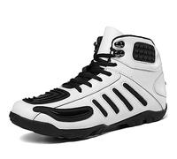 Dihou88 Bottes Moto Homme Trekking, Protections, Chaussures Moto imperméables, légères et décontractées(White,39 EU)