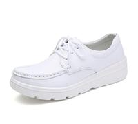 Dihou88 Chaussures d'infirmière pour Femmes, Chaussures d'infirmière à Lacets pour Le Travail dans Le Secteur de la santé Toute la journée(White,39 EU)