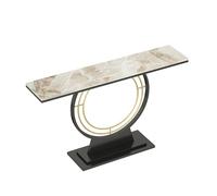 DIHRVTHC Console d’Entrée Design Minimaliste, Cadre en Métal Robuste et Plateau Effet Marbre, Idéale pour Décoration, Rangement et Couloirs Étroits(Style-n,80cm)