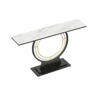 DIHRVTHC Console d’Entrée Design Minimaliste, Cadre en Métal Robuste et Plateau Effet Marbre, Idéale pour Décoration, Rangement et Couloirs Étroits(Style-g,120cm)
