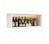 DIHRVTHC Rangement Mural, Armoire Flottante, présentoir de Garde-Manger de Cuisine, Organiseur Suspendu, avec Porte vitrée, Placard à Nourriture et ustensiles pour Salle à Manger, Maison(Wit,80cm)