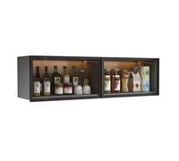 DIHRVTHC Rangement Mural, Armoire Flottante, présentoir de Garde-Manger de Cuisine, Organiseur Suspendu, avec Porte vitrée, Placard à Nourriture et ustensiles pour Salle à Manger, Maison(Nero,120cm)