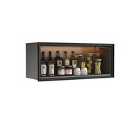 DIHRVTHC Rangement Mural, Armoire Flottante, présentoir de Garde-Manger de Cuisine, Organiseur Suspendu, avec Porte vitrée, Placard à Nourriture et ustensiles pour Salle à Manger, Maison(Nero,60cm)