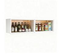 DIHRVTHC Rangement Mural, Armoire Flottante, présentoir de Garde-Manger de Cuisine, Organiseur Suspendu, avec Porte vitrée, Placard à Nourriture et ustensiles pour Salle à Manger, Maison(Wit,120cm)