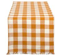 DII 100% Coton à Franges épais Serviette de Table, Pumpkin Spice Checker, Table Runner 14x72