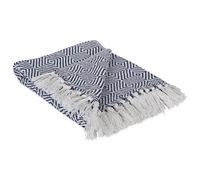 DII 100% Coton Diamant Couvre-lit à Chevrons pour intérieur/extérieur, Camping, barbecues, plages, Couverture de Tous Les Jours, Bleu (French Blue), 50 x 60 inches