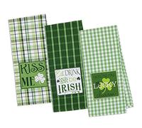 DII 100% Coton, Lavable en Machine, au Quotidien de Cuisine Basic Imprimé Jeu Jour Linge à Vaisselle, 45,7 x 71,1 cm, Lot de 2 de Football et Rayures, St Patricks Day, Ensemble de 2