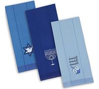 DII 100% Coton, Lavable en Machine, au Quotidien de Cuisine Basic, Ultra Absorbant, Jacquard décoratif Linge à Vaisselle, Hanukkah, Set of 3