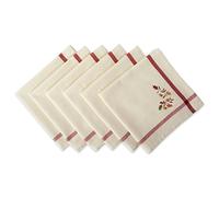 DII 100% Coton, Lavable en Machine, pour Les fêtes, Les dîners de Noël et Les Vacances Nappe - 132,1 x 132,1 cm, sièges 4 Personnes, Rouge avec gui brodée, Fall Leaves, Napkin