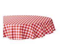 DII 100% Polyester, Anti-Fuite, Lavable en Machine, Nappe Ronde à Carreaux Rouges 155 cm