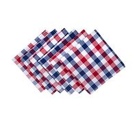 DII 4th of July 100% Coton, Lavable en Machine, pour intérieur/extérieur, Collection de Table, Carreaux Rouges et Bleus, Napkin Set