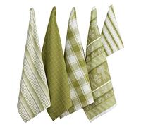 DII Assorted Pattern Ensemble torchons de Cuisine, Coton, Vert Persil, 18x28 Towels & 13x13 Dishcloth